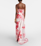 Monique Lhuillier Floral draped satin gown