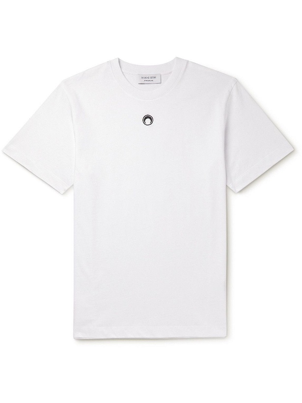 Photo: Marine Serre - Logo-Embroidered Organic Cotton-Jersey T-Shirt - White
