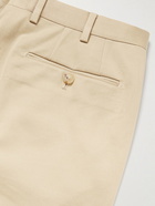 De Petrillo - Straight-Leg Pleated Cotton-Blend Twill Bermuda Shorts - Neutrals