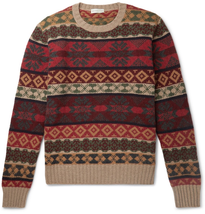 Photo: Etro - Fair Isle Cashmere and Wool-Blend Jacquard Sweater - Red