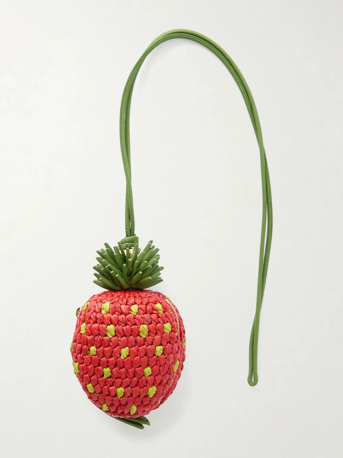 LOEWE - Paula's Ibiza Strawberry Leather-Trimmed Raffia Pouch