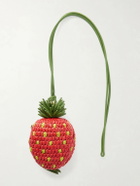 LOEWE - Paula's Ibiza Strawberry Leather-Trimmed Raffia Pouch