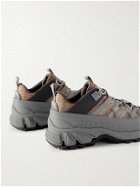 Burberry - Suede-Trimmed Checked Mesh and Rubber Sneakers - Gray