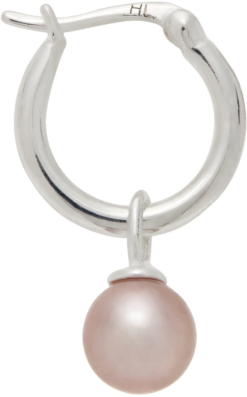 Hatton Labs SSENSE Exclusive Silver & Pink Pearl Single Earring Hatton Labs