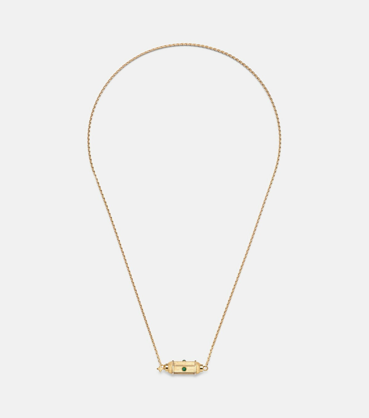 Marie Lichtenberg Coco Micro 18kt gold locket necklace with emeralds