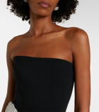 David Koma Embellished draped wool-blend corset dress
