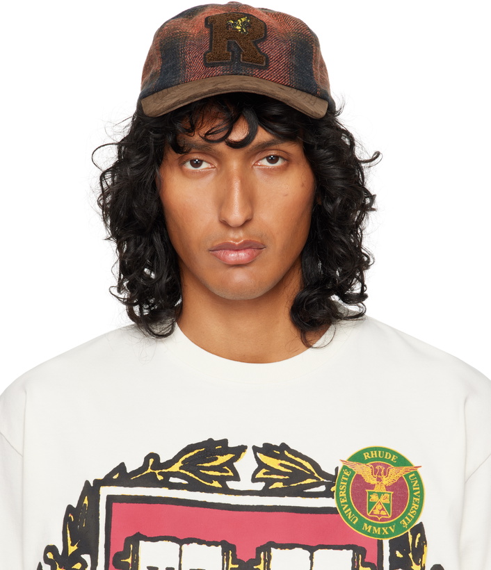 Photo: Rhude Brown & Red Flannel R Patch 6-Panel Cap