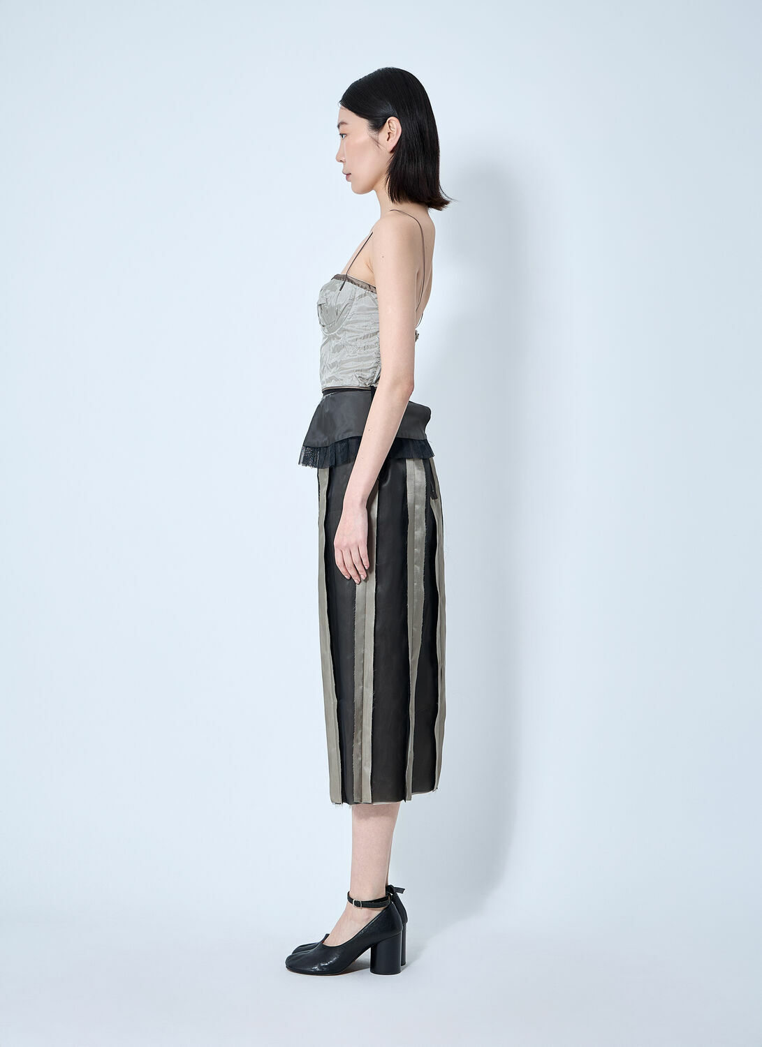 Maison Margiela Contrast Panel Silk Midi Dress
