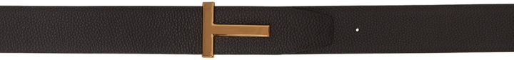 Photo: TOM FORD Reversible Brown & Black T Icon Belt