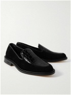 VINNY's - Suede and Croc-Effect Leather Loafers - Black
