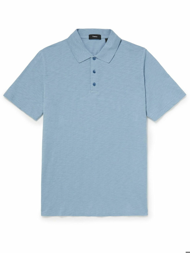 Photo: Theory - Bron Slubbed Cotton-Jersey Polo Shirt - Blue