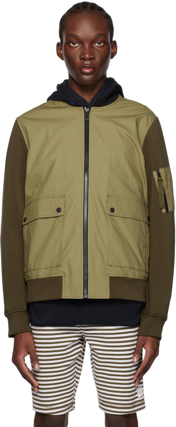 PS by Paul Smith Green Paneled Bomber Jacket PS by Paul Smith