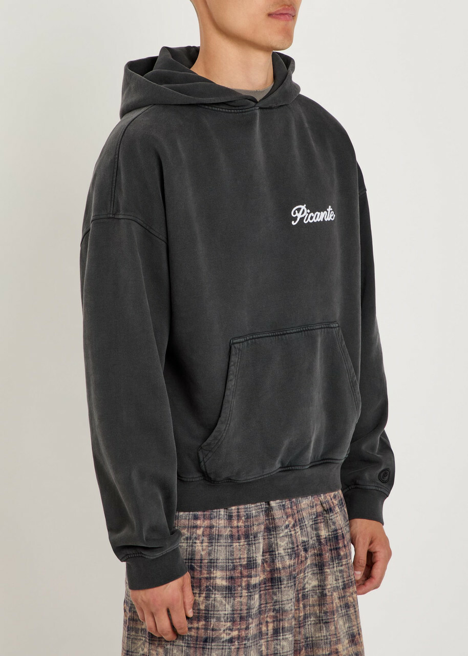 Picante Tailor Embroidered Hooded Cotton Sweatshirt Black Other