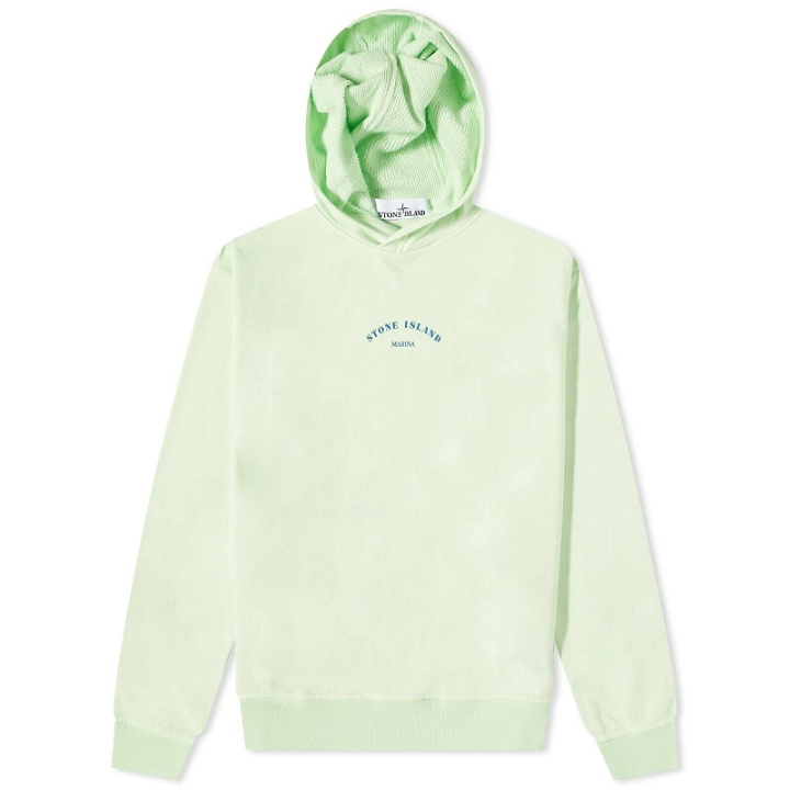 Photo: Stone Island Men's Marina Plated Dyed Popover Hoody in Light Green