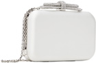 MACH & MACH White Double Bow Satin Clutch
