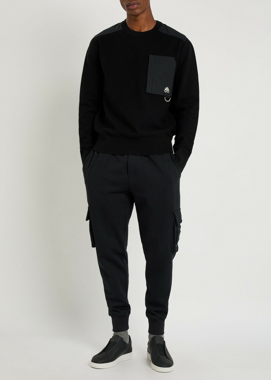 Moose Knuckles Lowan Panelled Knit Sweatshirt Black