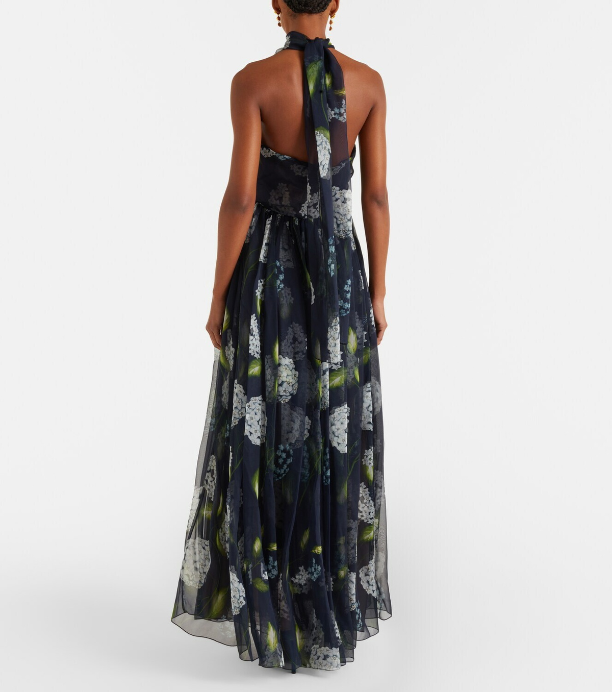 Oscar de la Renta Porcelain Flower silk chiffon gown