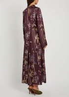 Forte_forte Printed Satin Midi Dress Burgundy