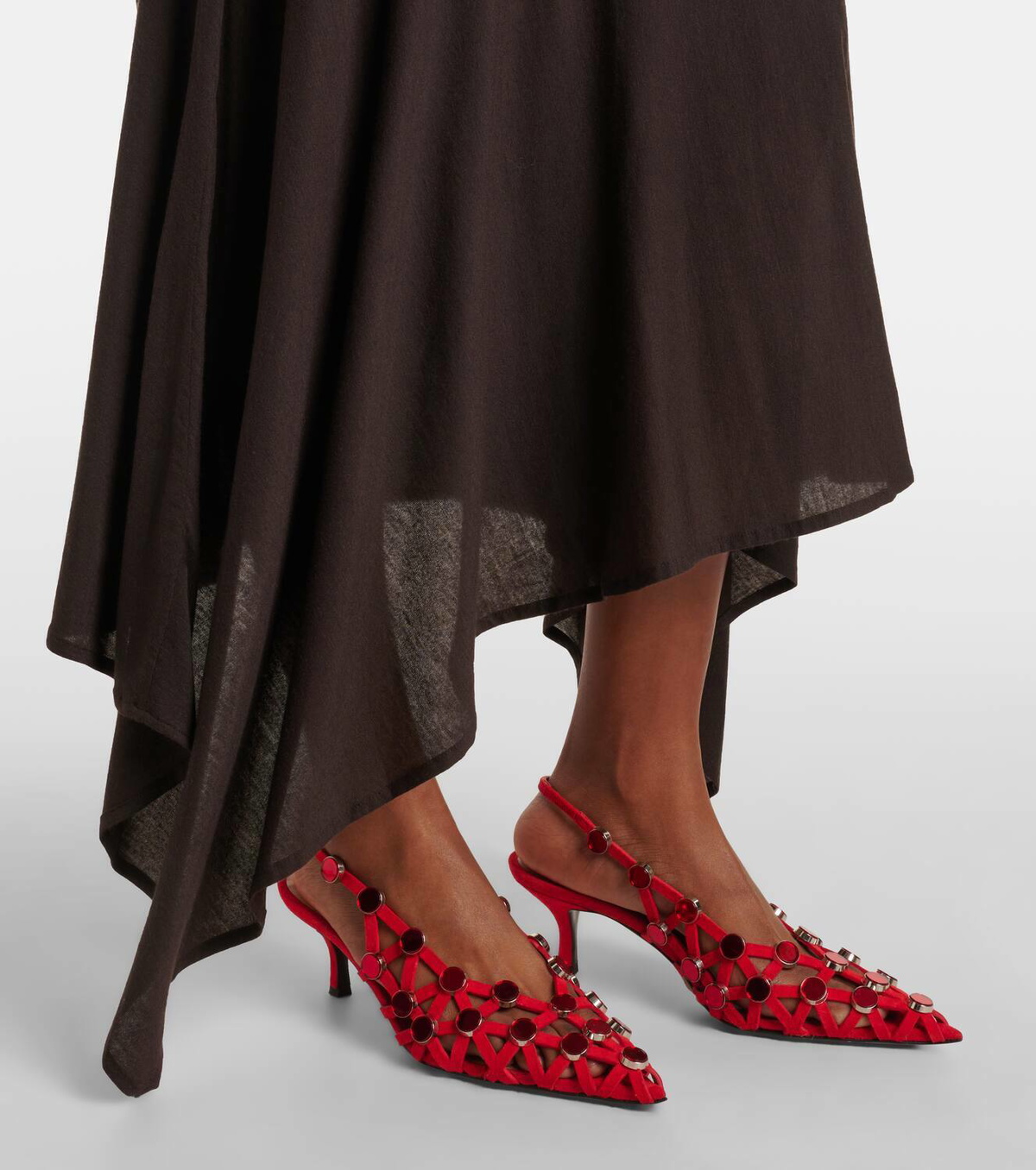 The Attico Sheer embroidered tulle midi dress