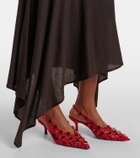 The Attico Sheer embroidered tulle midi dress