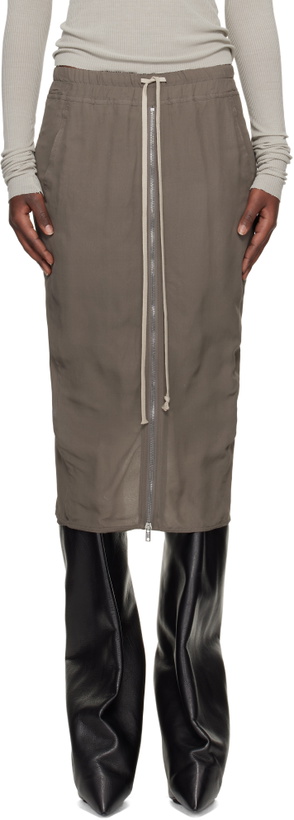 Photo: Rick Owens Gray Temple Zipped Short Pillar Midi Skirt