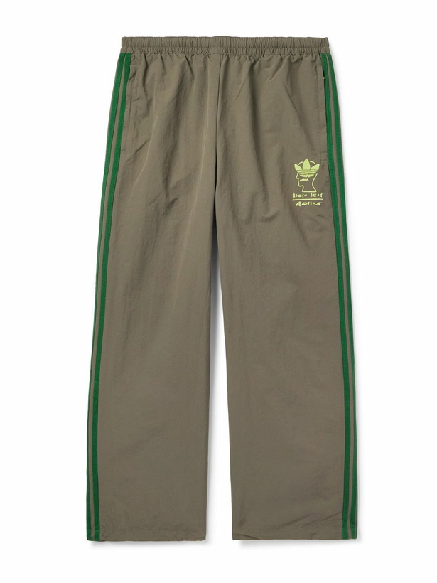 Photo: adidas Originals - Brain Dead Wide-Leg Logo-Flocked Striped Shell Track Pants - Green