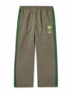 adidas Originals - Brain Dead Wide-Leg Logo-Flocked Striped Shell Track Pants - Green