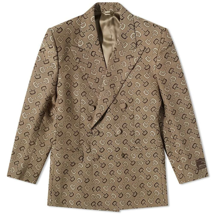 Photo: Gucci Men's Horse Bit Monogram DB 2B Button Blazer in Tan