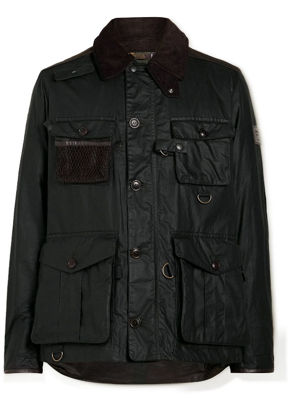Photo: Barbour Gold Standard - Supa-Fission Corduroy-Trimmed Waxed-Cotton Jacket - Green