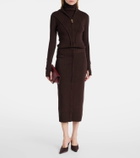 Victoria Beckham Wool-blend jersey zip-up hoodie