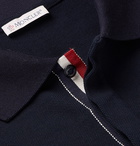 Moncler - Maglia Grosgrain-Trimmed Cotton-Piqué Polo Shirt - Midnight blue