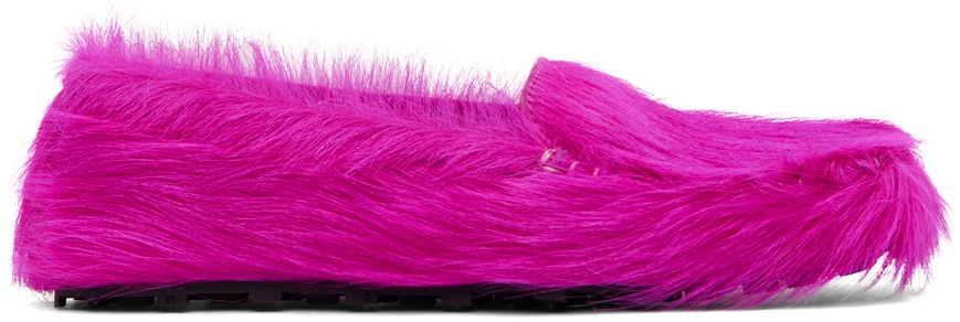 Photo: Marni Pink Calf-Hair Moc Loafers