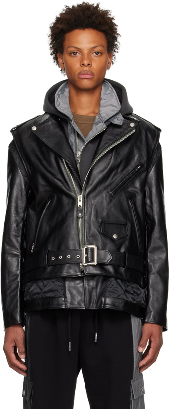Photo: sacai Black Schott Leather Jacket