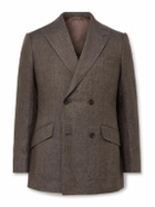 Kingsman - Double-Breasted Linen Suit Jacket - Brown