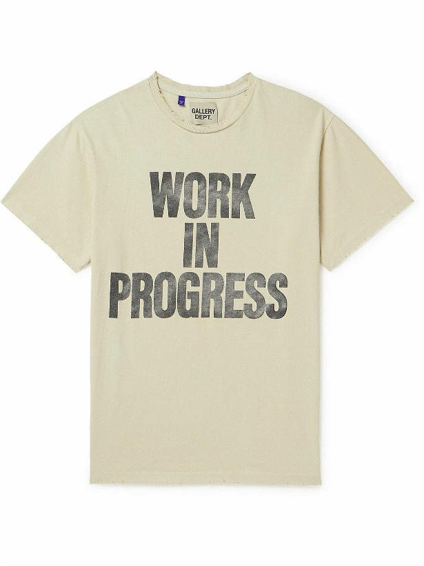 Photo: Gallery Dept. - Work In Progress Distressed Printed Cotton-Jersey T-Shirt - Neutrals