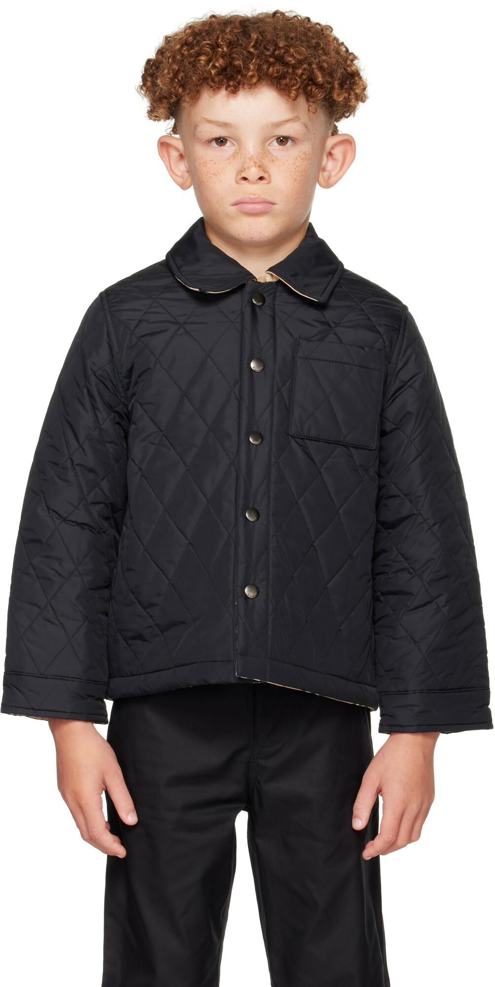 Burberry Kids Black Reversible Quilted Nylon Jacket
