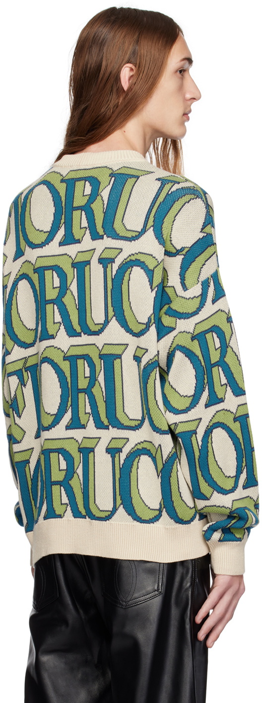 Fiorucci Beige & Green Monogram Sweater