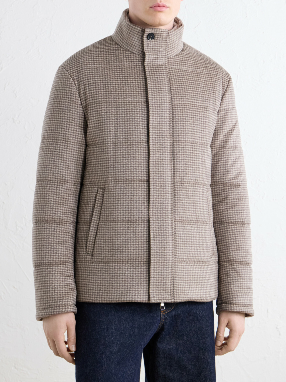 N.PEAL - Quilted Houndstooth Cashmere Jacket - Brown