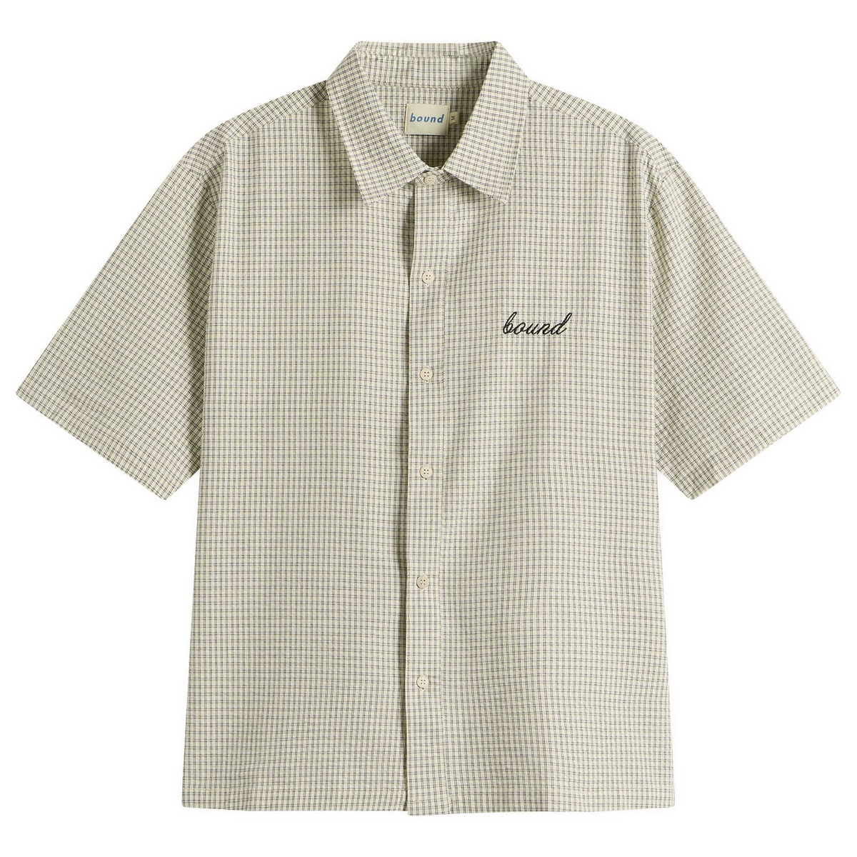 Bound Men's Gingham Cropped Shirt in Ecru