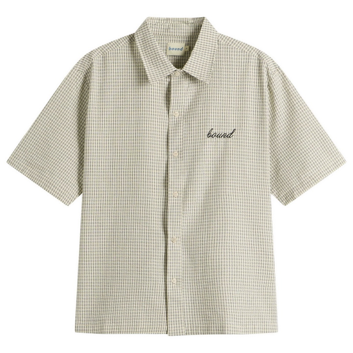 Photo: Bound Men's Gingham Cropped Shirt in Ecru