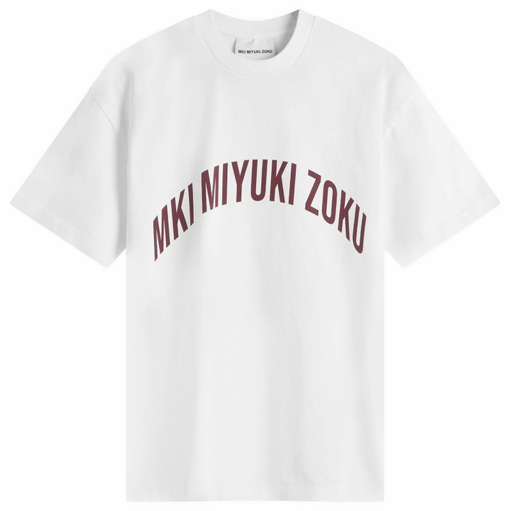 Photo: MKI Women's Arch T-Shirt Presented by END. in White/Burgundy