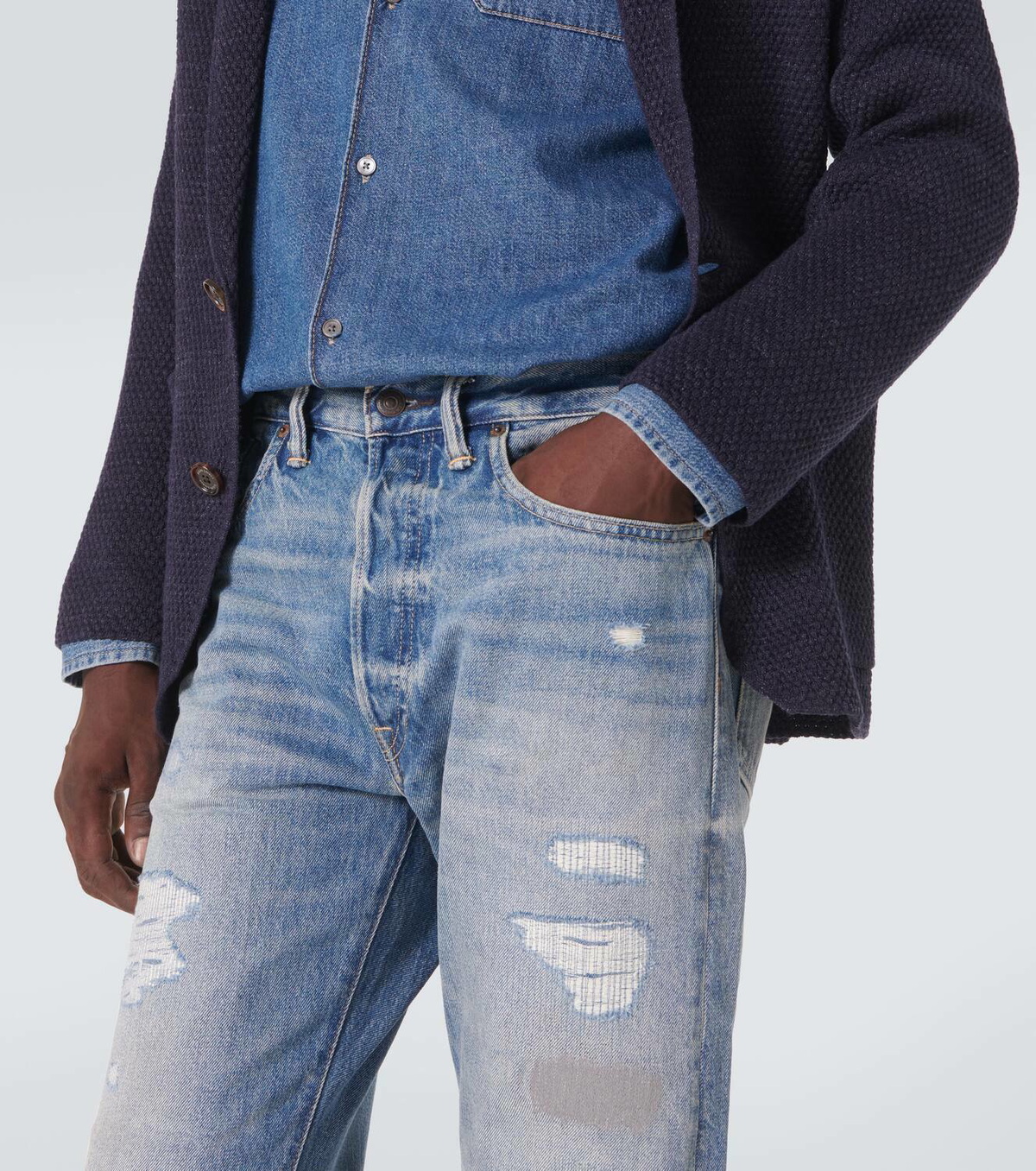RRL Distressed low-rise straight jeans RRL RRL Distressed low-rise straight jeans RRL