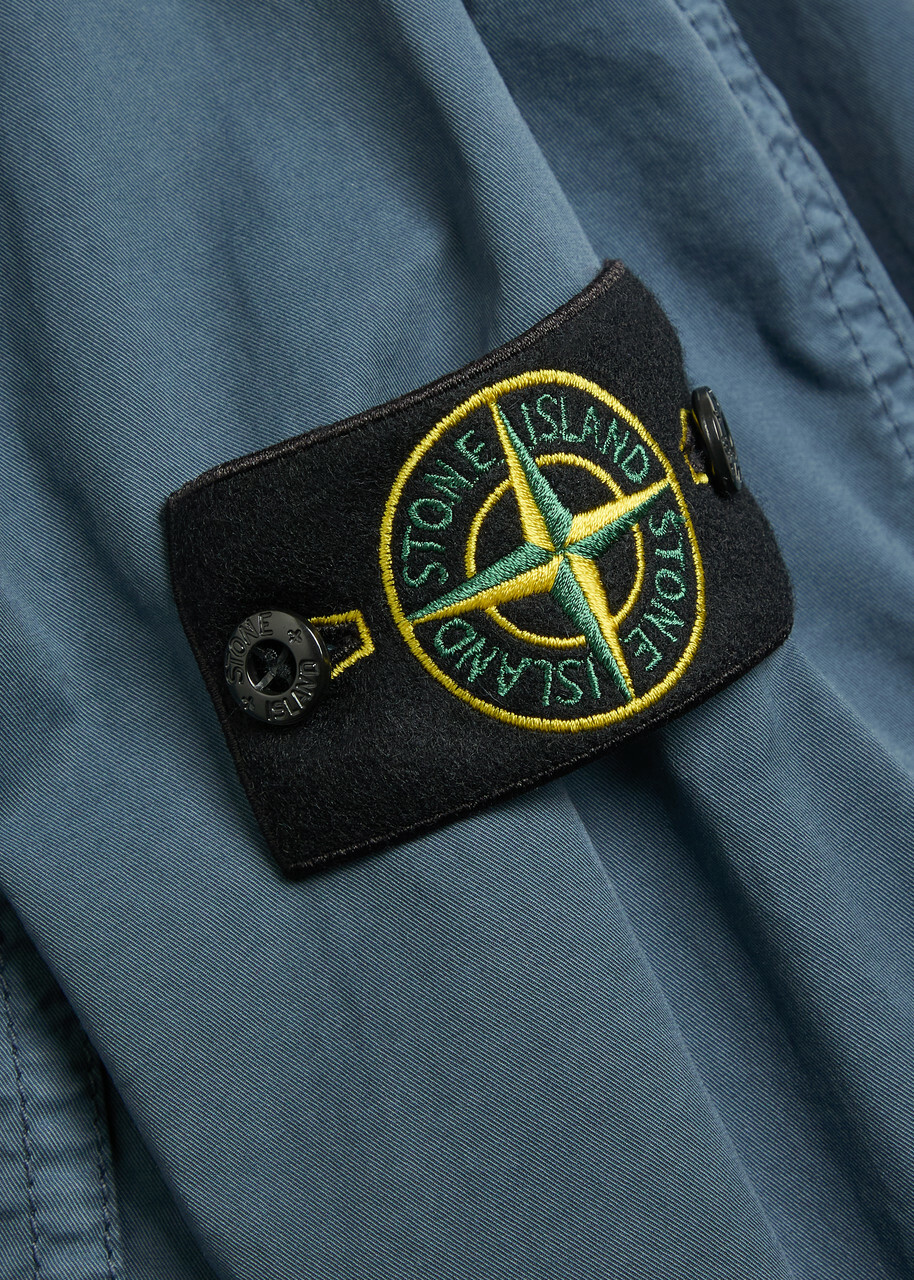 Stone Island Logo-appliquéd Stretch-cotton Overshirt Blue Dark