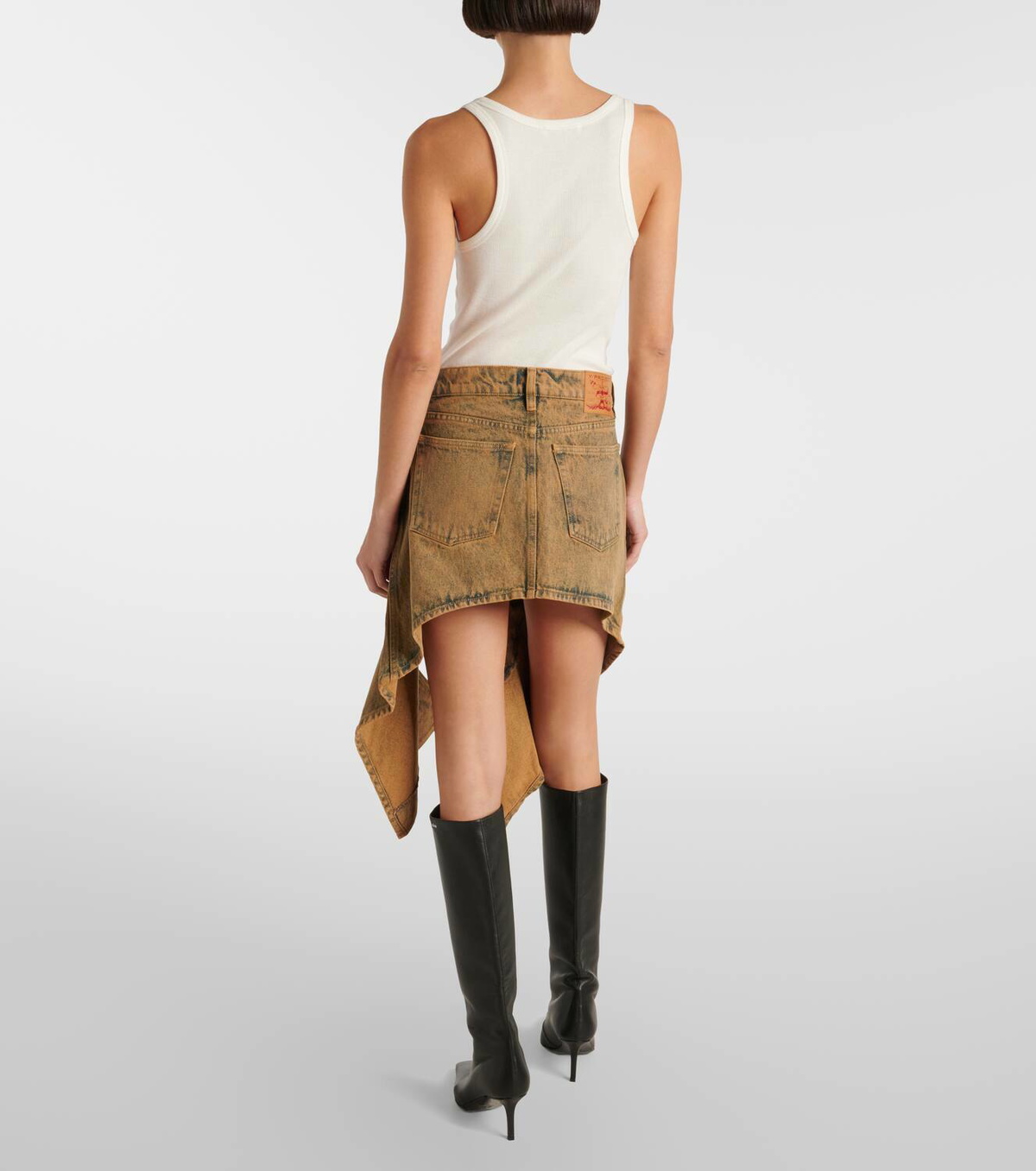 Y/Project Cutout denim miniskirt