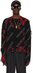 Balenciaga Black & Red Small Destroyed Sweater
