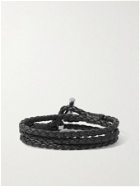 TOM FORD - Braided Leather and Palladium-Plated Wrap Bracelet - Black