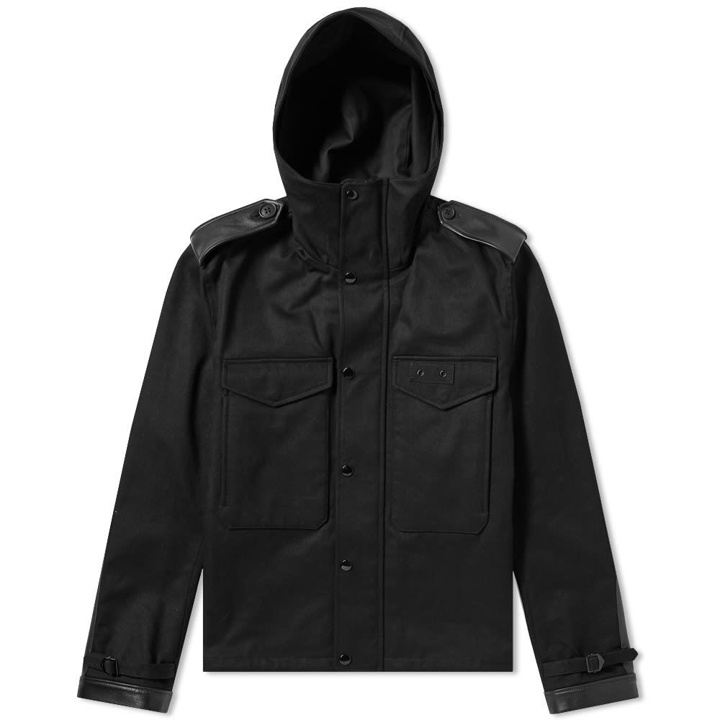Photo: Saint Laurent Leather Detail Hooded Jacket Black