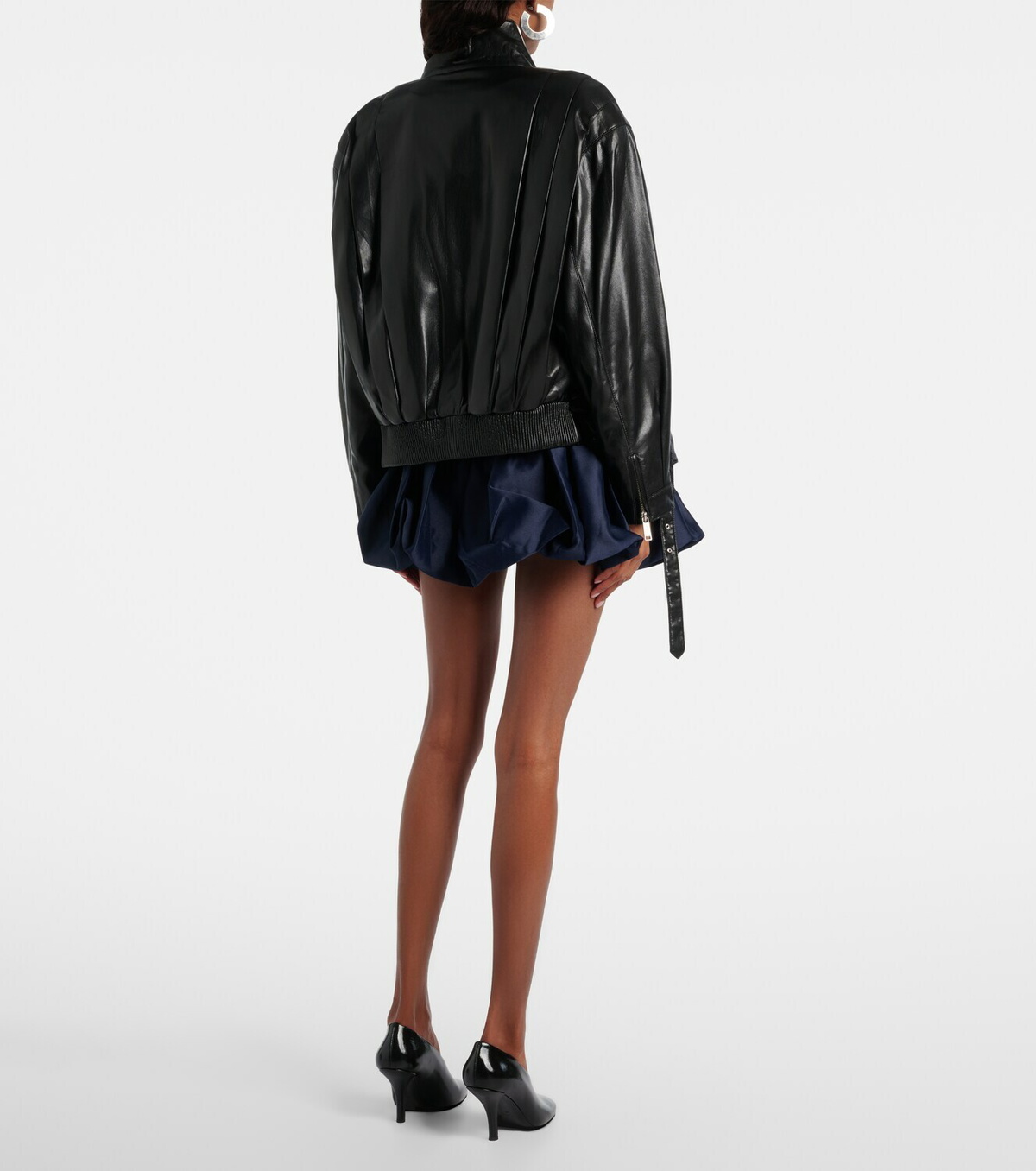 Self-Portrait Belted taffeta miniskirt