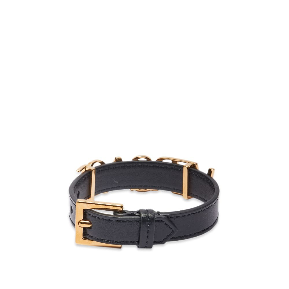 Versace Men's Text Logo Belt Bracelet in Black/Silver Versace