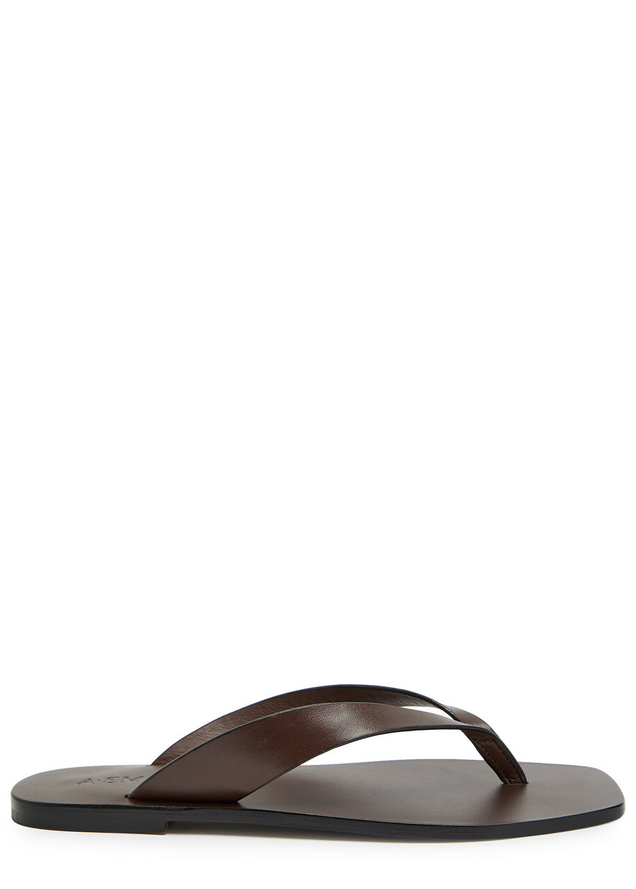 A.emery Kinto Leather Flip Flops Brown